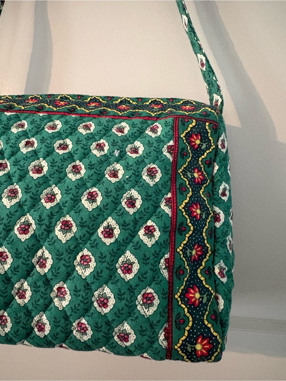 Vera Bradley Green Quilted Shoulder Bag with Multicolor Accents - Picture 2 of 13